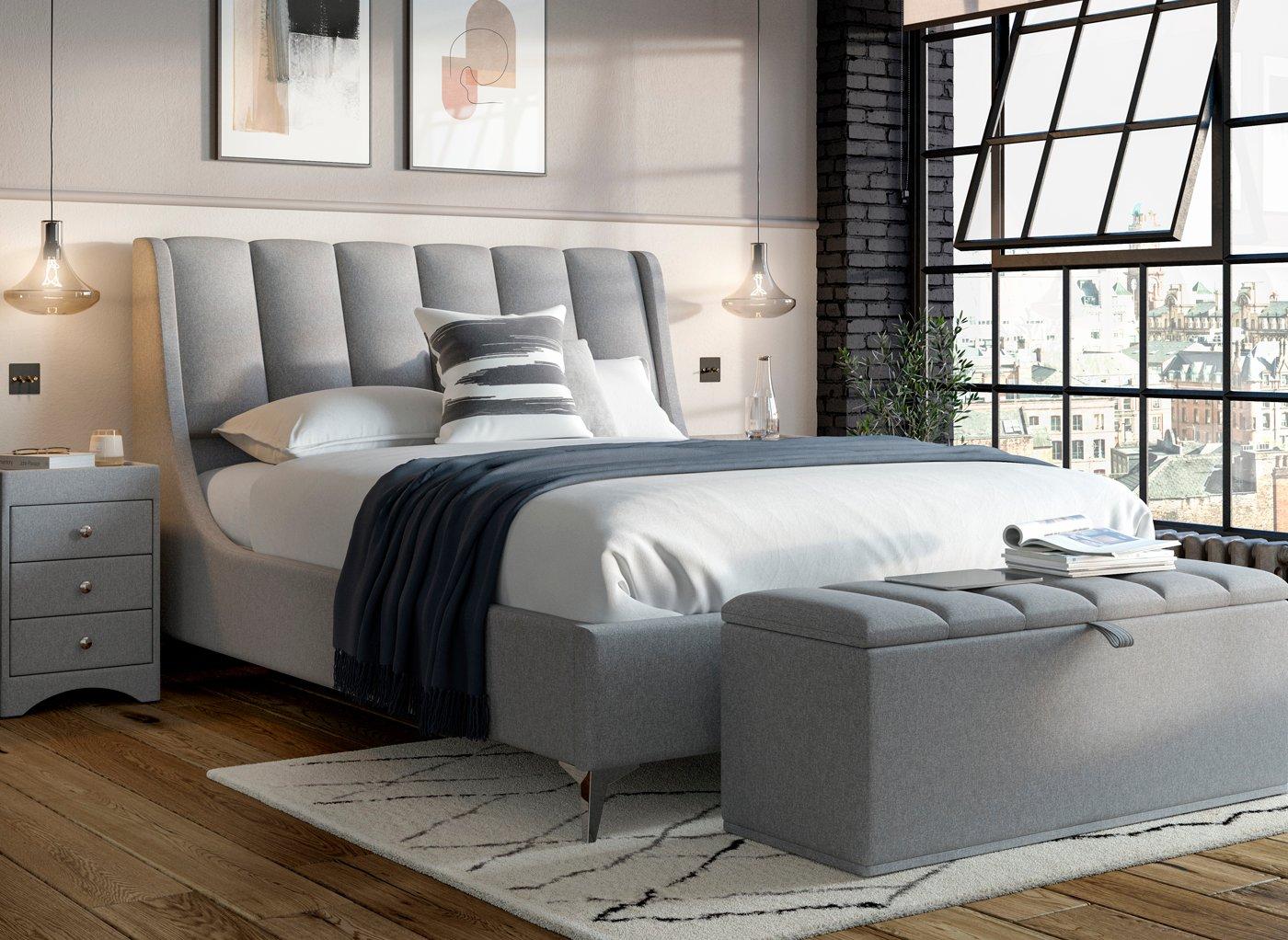 Clearance Enzo Upholstered Ottoman Bed Frame
